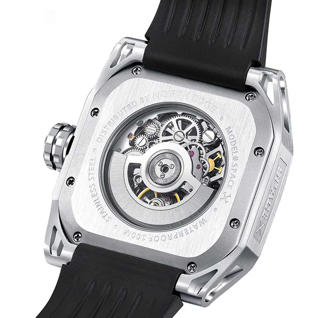 North Edge Space X Automatic Mechanical Watch｜Stainless Steel Skeletonized・Luminous Function