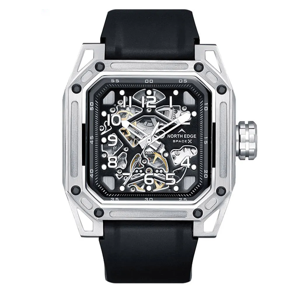 North Edge Space X Automatic Mechanical Watch｜Stainless Steel Skeletonized・Luminous Function