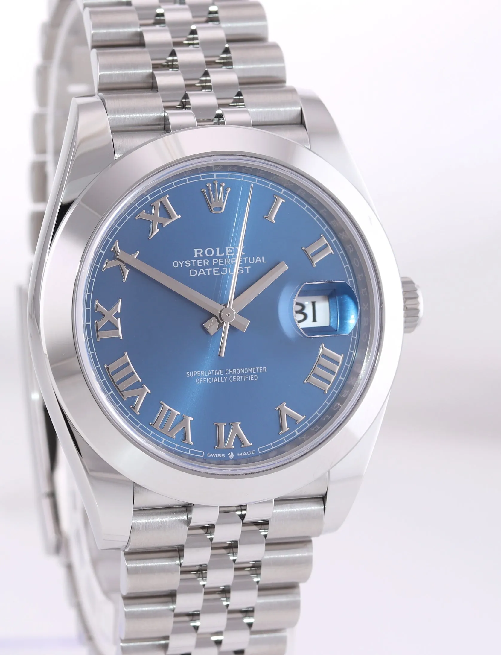 NOV 2021 NEW PAPERS Rolex DateJust 41 Steel 126300 Blue Roman Jubilee Watch Box