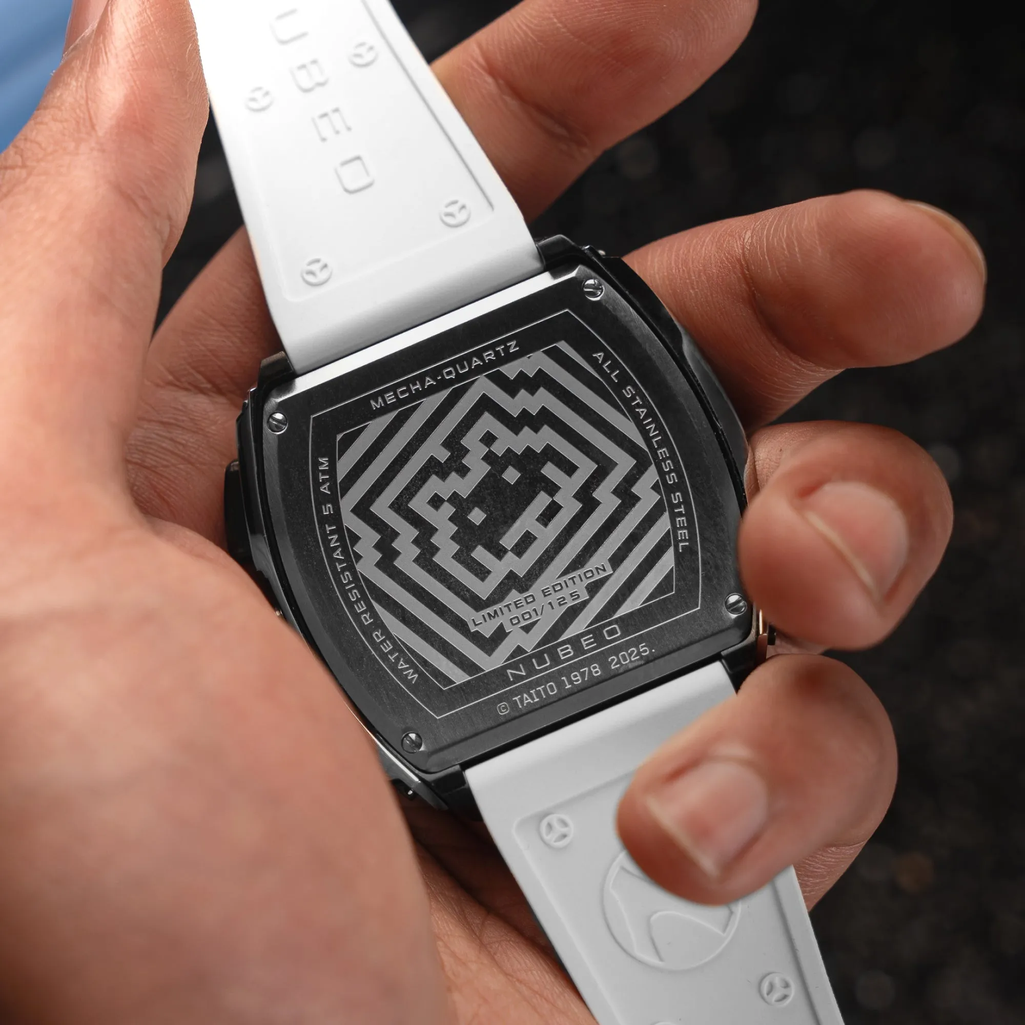 Nubeo Magellan Chronograph Space Invaders Limited Edition Lunar Black Men's Watch NB-6024-SI-09