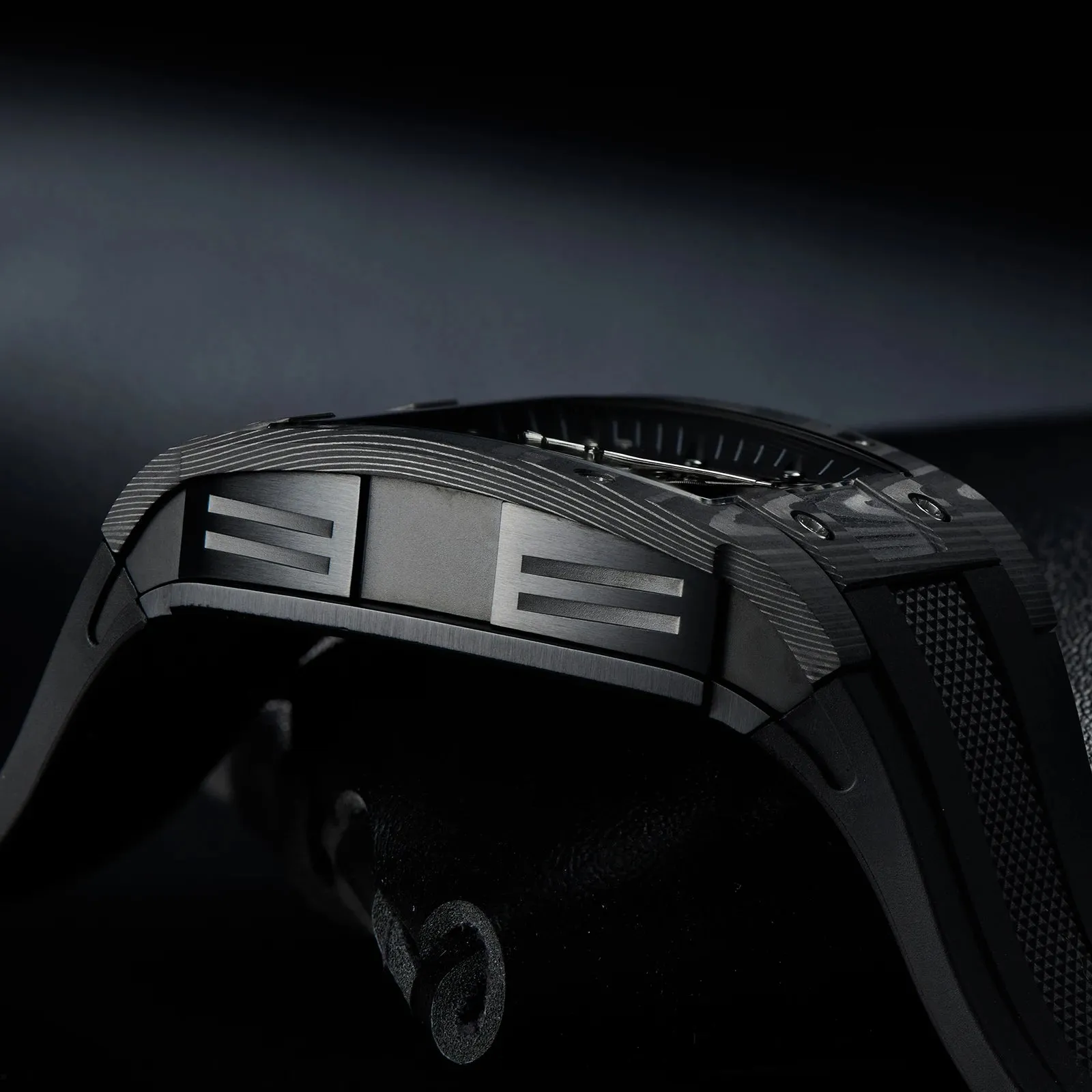 OBLVLO Top Watch Brand Sport Watch for Man Square Skeleton Watch Steel Automatic Mechanical Watch Rubber Strap Watches EM-ST