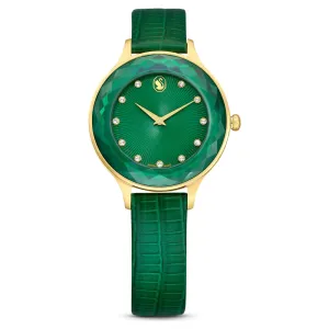 Octea Nova watchSwiss Made, Leather strap, Green, Gold-tone finish 5650005