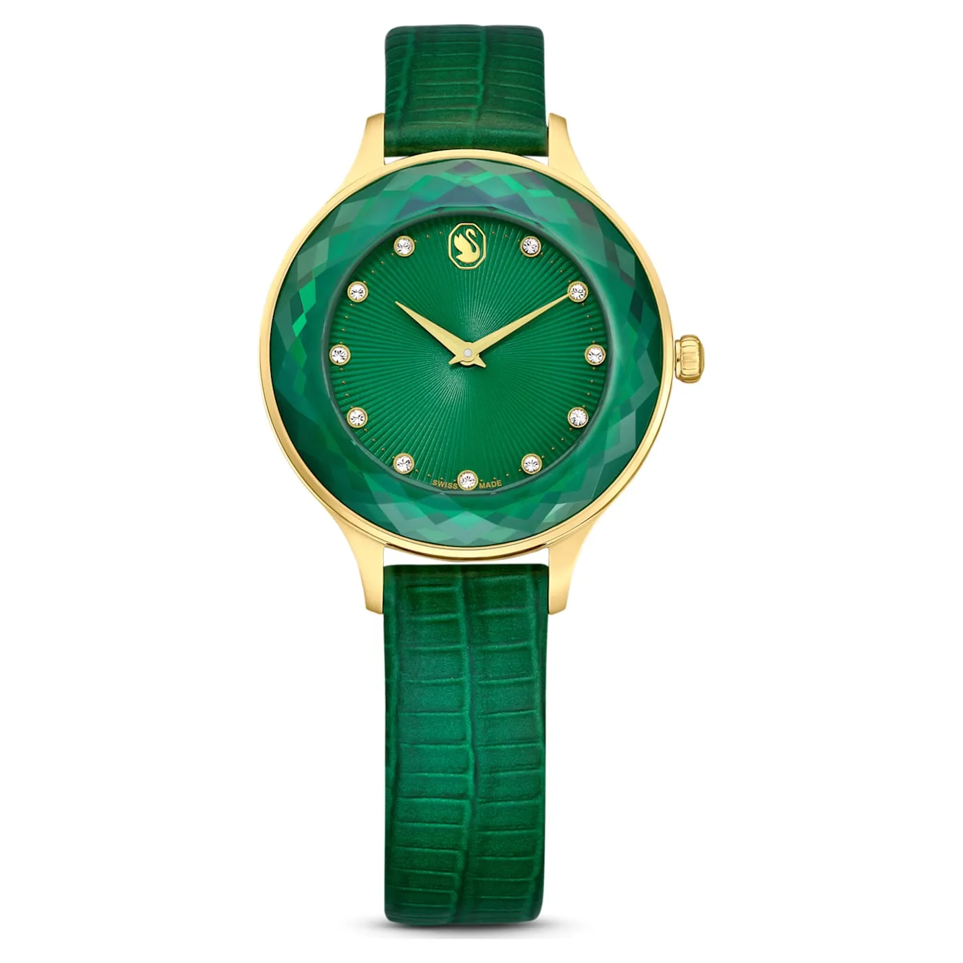 Octea Nova watchSwiss Made, Leather strap, Green, Gold-tone finish 5650005