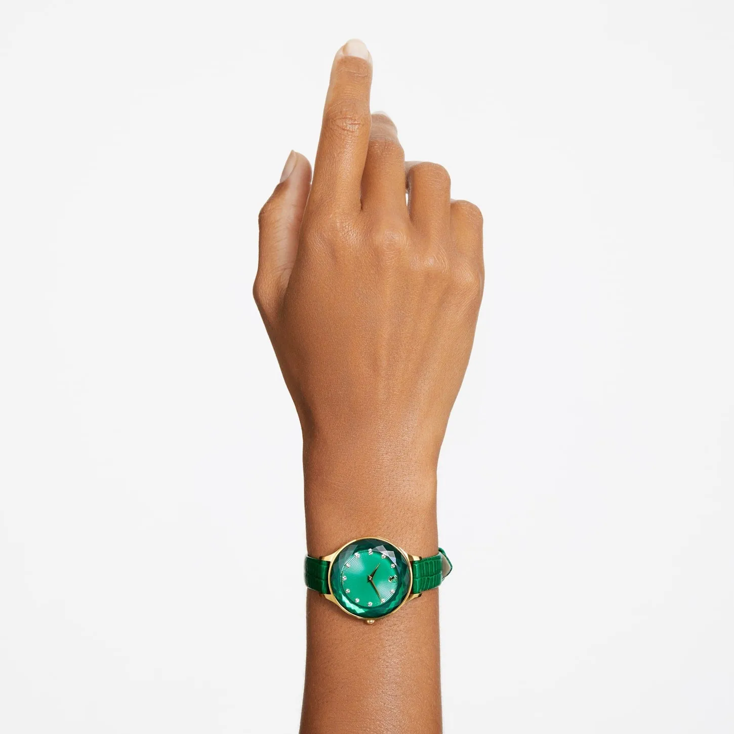 Octea Nova watchSwiss Made, Leather strap, Green, Gold-tone finish 5650005