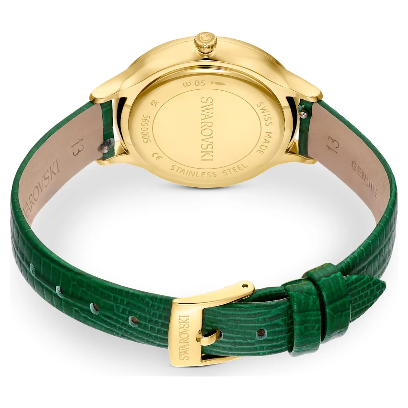 Octea Nova watchSwiss Made, Leather strap, Green, Gold-tone finish 5650005