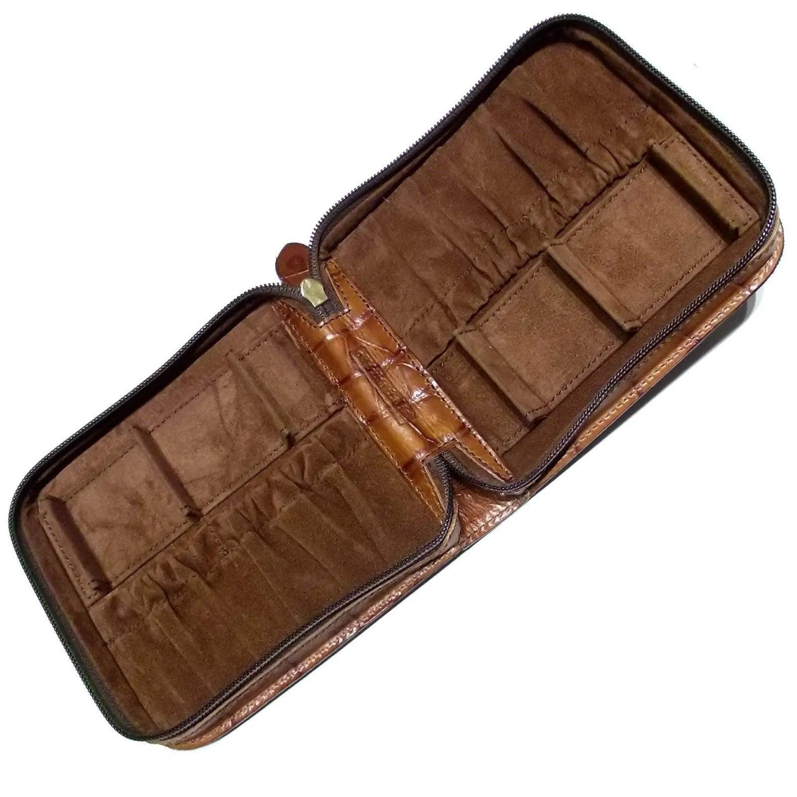 Officina italy box box holder 4 watches press leather crocodile brown 0ff.07