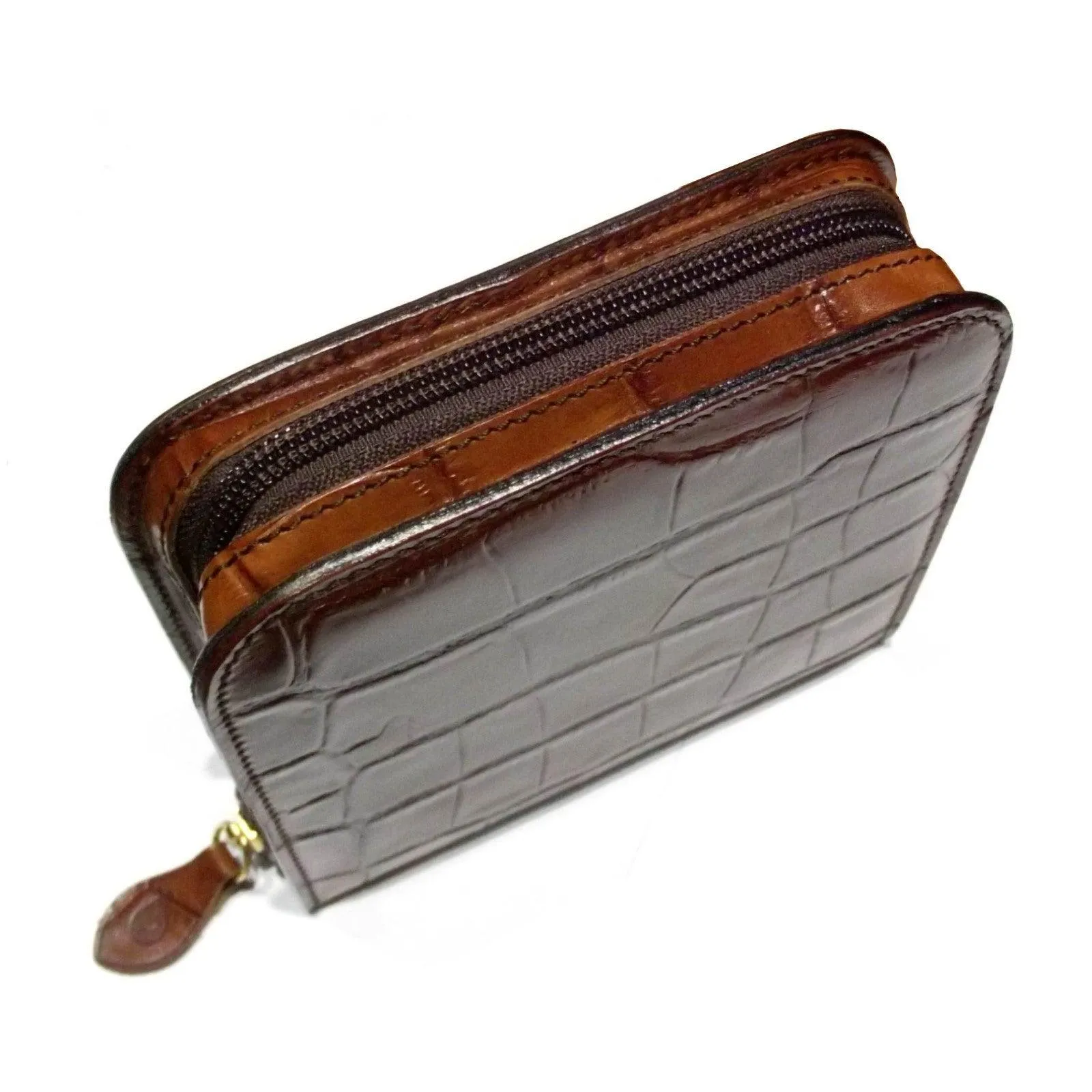Officina italy box box holder 4 watches press leather crocodile brown 0ff.07