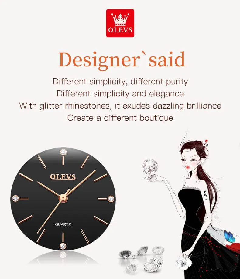 Olevs Ceramic Classic Lady's Band Set Quartz Movement Watch