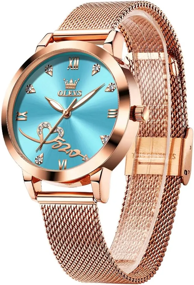 OLEVS Ladies Watches Rose Gold Japanese Quartz Female Watches for Women Waterproof Stainless Steel Watch