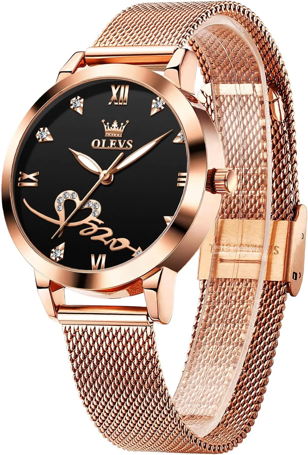 OLEVS Ladies Watches Rose Gold Japanese Quartz Female Watches for Women Waterproof Stainless Steel Watch