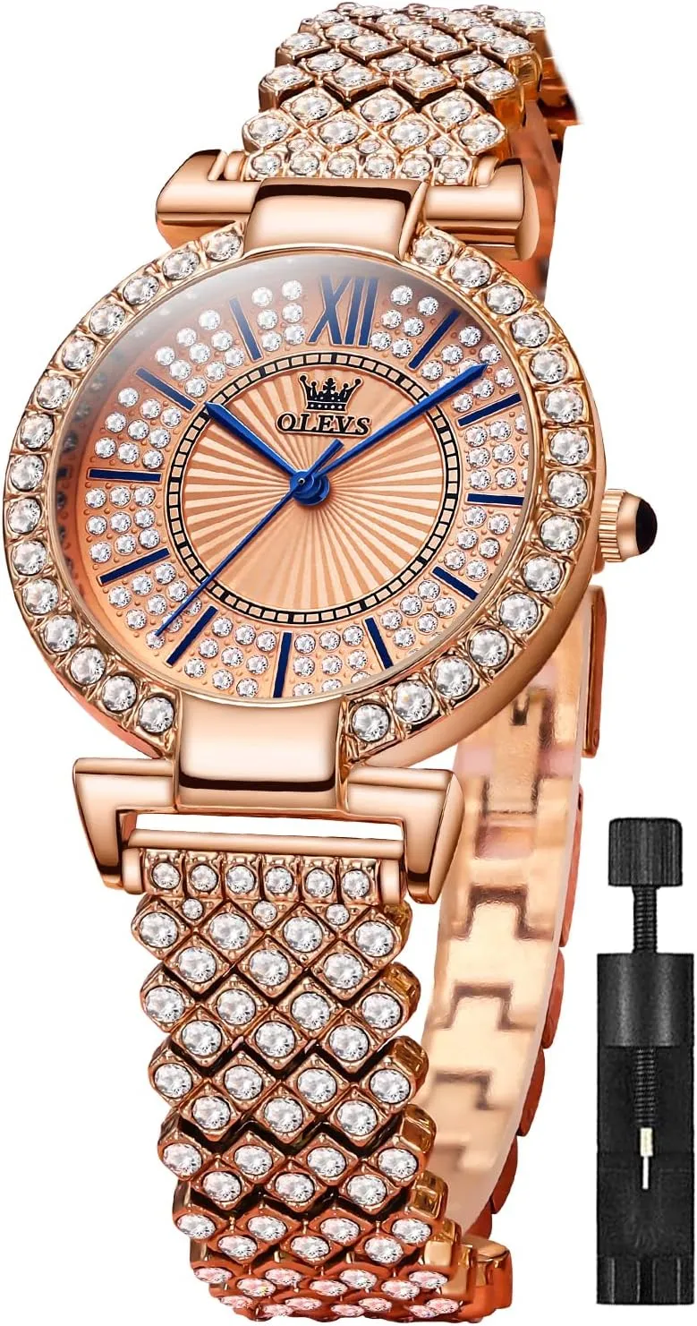 OLEVS Ladies Watches Rose Gold Japanese Quartz Female Watches for Women Waterproof Stainless Steel Watch