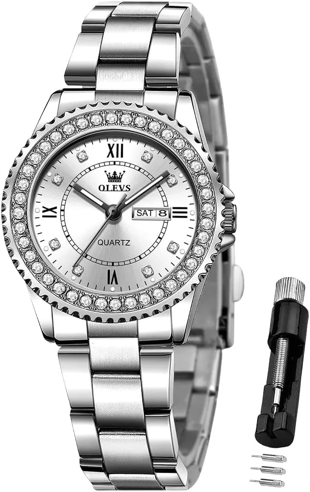 OLEVS Ladies Watches Rose Gold Japanese Quartz Female Watches for Women Waterproof Stainless Steel Watch