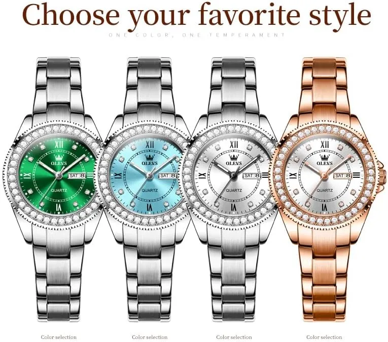 OLEVS Ladies Watches Rose Gold Japanese Quartz Female Watches for Women Waterproof Stainless Steel Watch