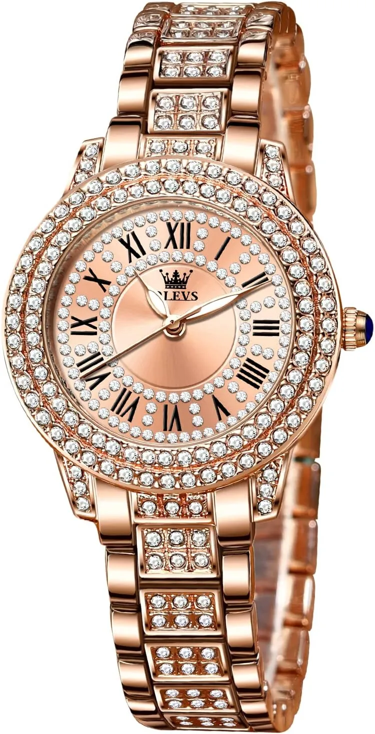 OLEVS Ladies Watches Rose Gold Japanese Quartz Female Watches for Women Waterproof Stainless Steel Watch