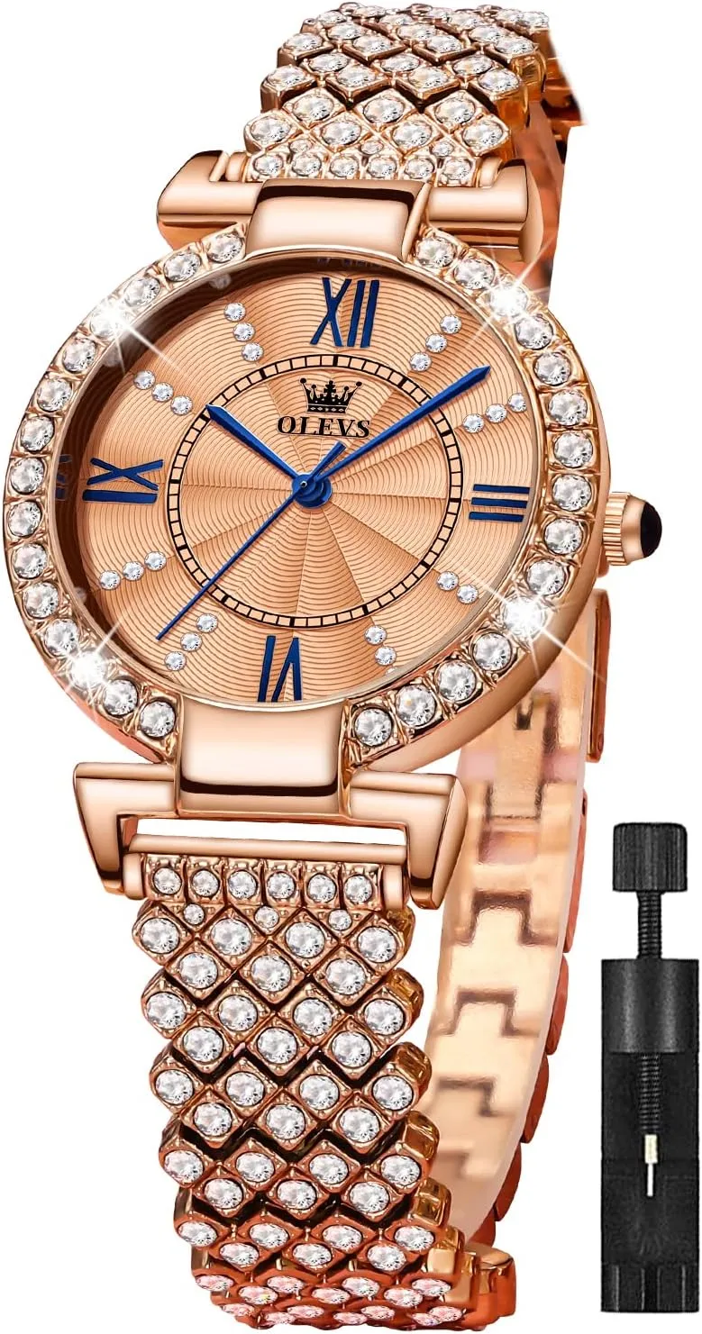OLEVS Ladies Watches Rose Gold Japanese Quartz Female Watches for Women Waterproof Stainless Steel Watch