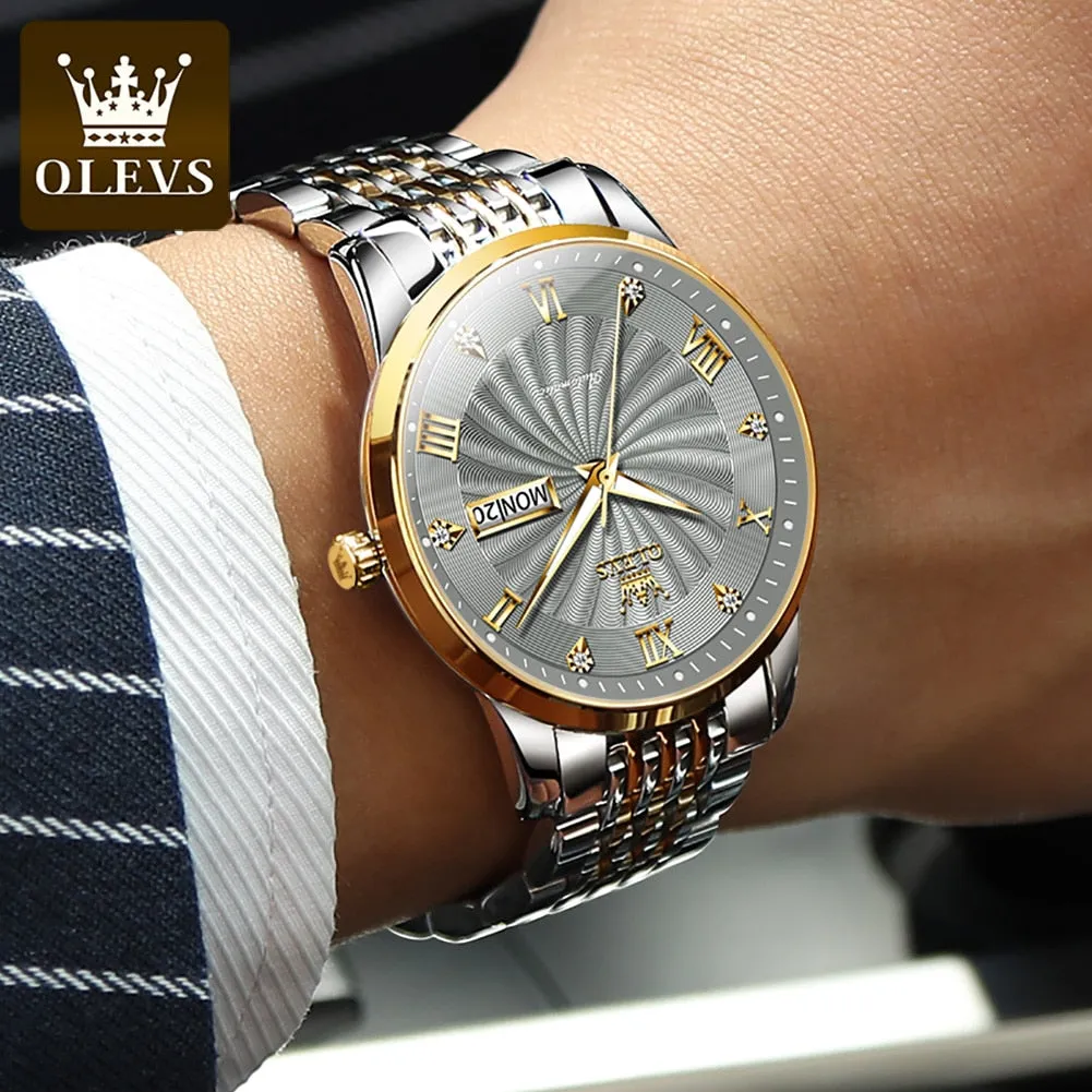 OLEVS Men Mechanical Luxury Stainless Steel Waterproof Watch