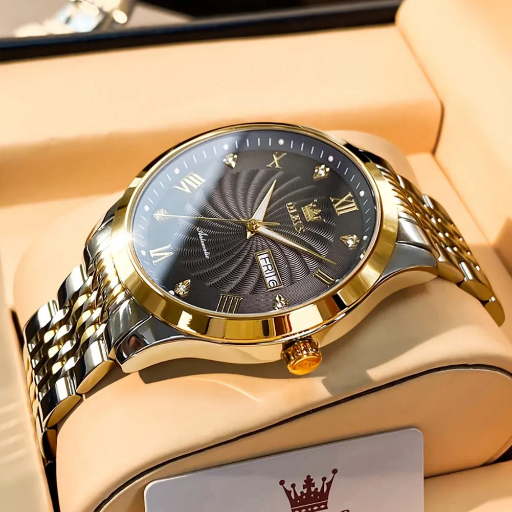 OLEVS Men Mechanical Luxury Stainless Steel Waterproof Watch