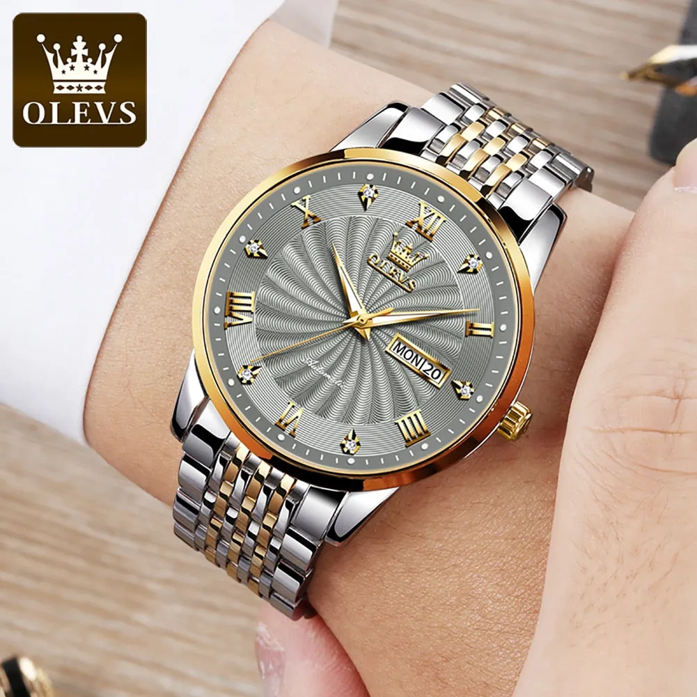 OLEVS Men Mechanical Luxury Stainless Steel Waterproof Watch