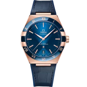 Omega Constellation 41 mm, Sedna™ gold on leather strap