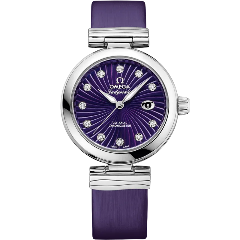 Omega De Ville Ladymatic 34 mm, steel on leather strap