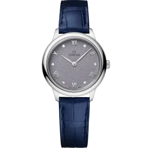 Omega De Ville Prestige 27.5 mm, steel on leather strap