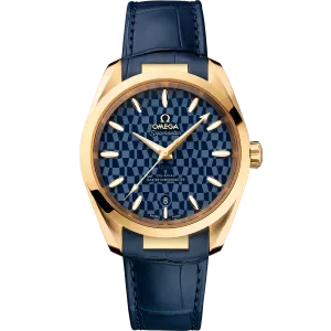 Omega Seamaster Aqua Terra 150M 38 mm, yellow gold on leather strap