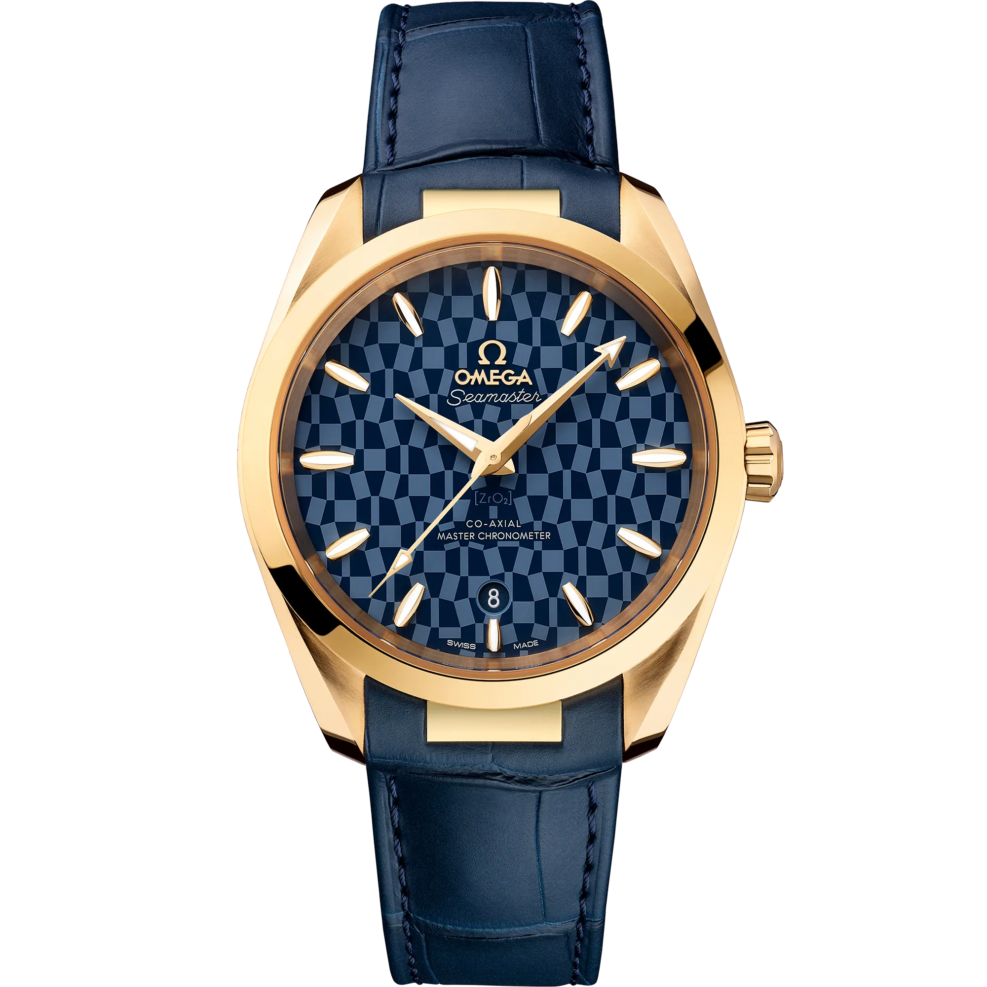 Omega Seamaster Aqua Terra 150M 38 mm, yellow gold on leather strap