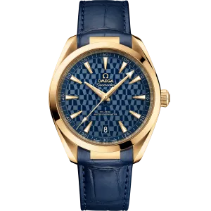 Omega Seamaster Aqua Terra 150M 41 mm, yellow gold on leather strap