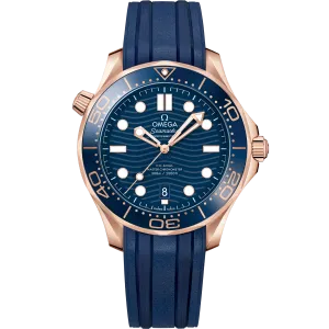 Omega Seamaster Diver 300M 42 mm, Sedna™ gold on rubber strap