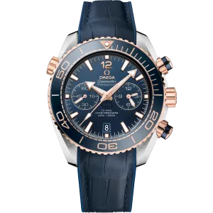 Omega Seamaster Planet Ocean 600M 45.5 mm, steel - Sedna™ gold on leather strap with rubber lining