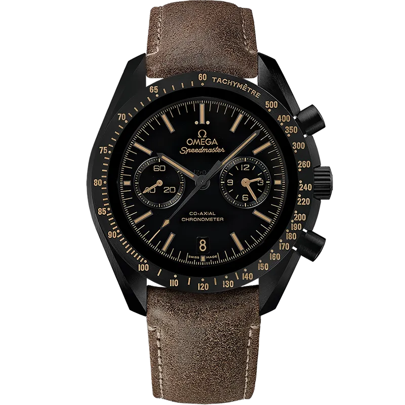 Omega Speedmaster Dark Side of the Moon 44.25 mm, black ceramic on leather strap