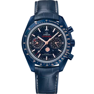 Omega Speedmaster Moonphase 44.25 mm, blue ceramic on leather strap
