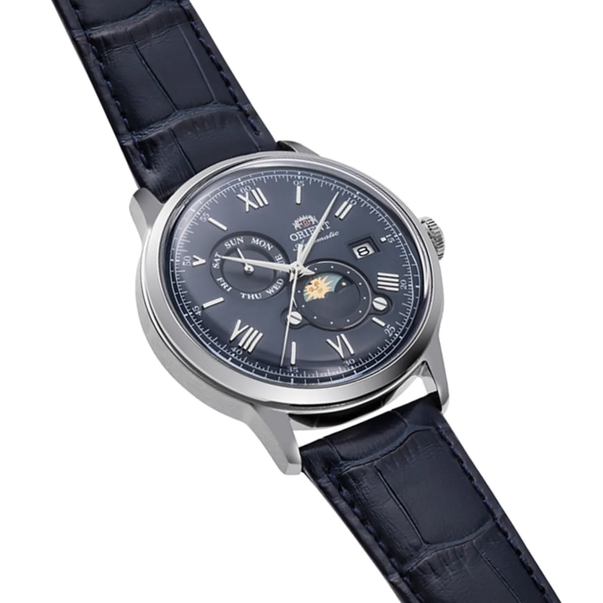 Orient RA-AK0806L Bambino Sun Moon 75th Anniversary Automatic Mens Leather Watch