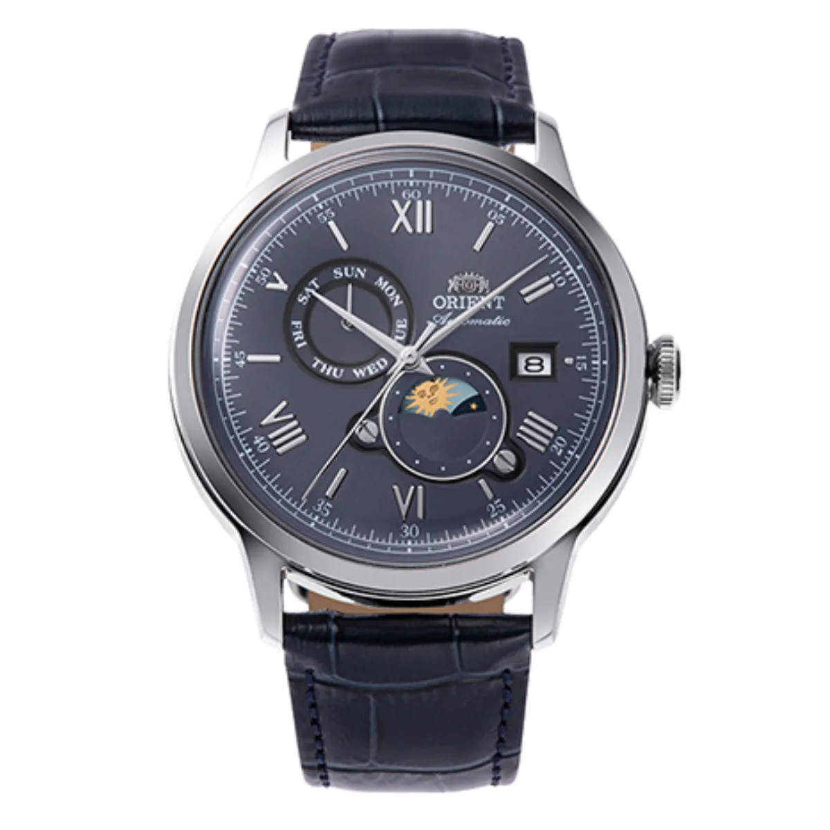 Orient RA-AK0806L Bambino Sun Moon 75th Anniversary Automatic Mens Leather Watch