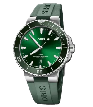 Oris Aquis Date Watch with Green Rubber Strap, 43.50mm