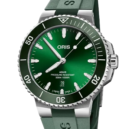 Oris Aquis Date Watch with Green Rubber Strap, 43.50mm