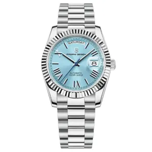 Pagani Design Silver Stainless Steel Aqua Blue Dial Automatic Watch for Gents - PD1783
