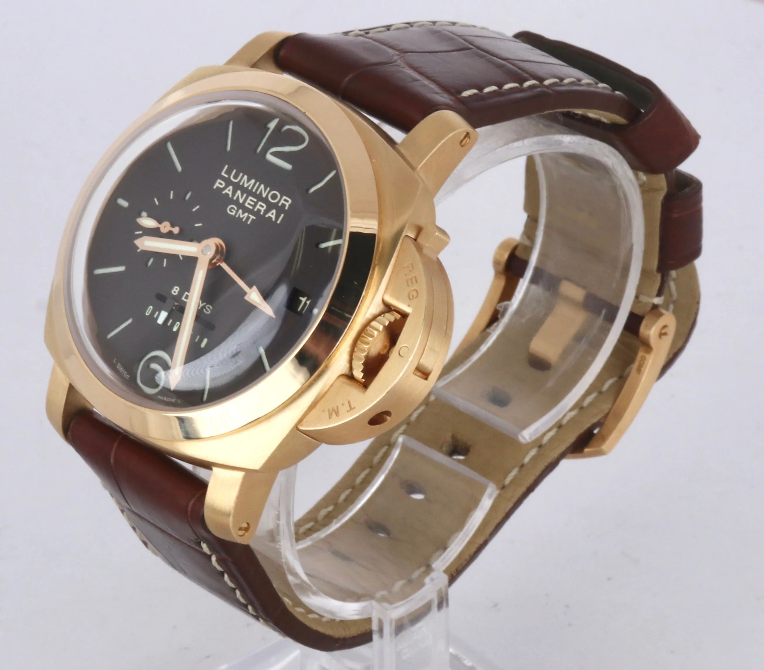 Panerai Luminor DOT DIAL GMT 1950 8 Days PAM00289 18K Rose Gold 44mm PAM 289