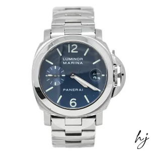 Panerai Men's Luminor Marina Stainless Steel 40mm Blue Stick & Arabic Numeral Dial Watch Reference #: PAM00120