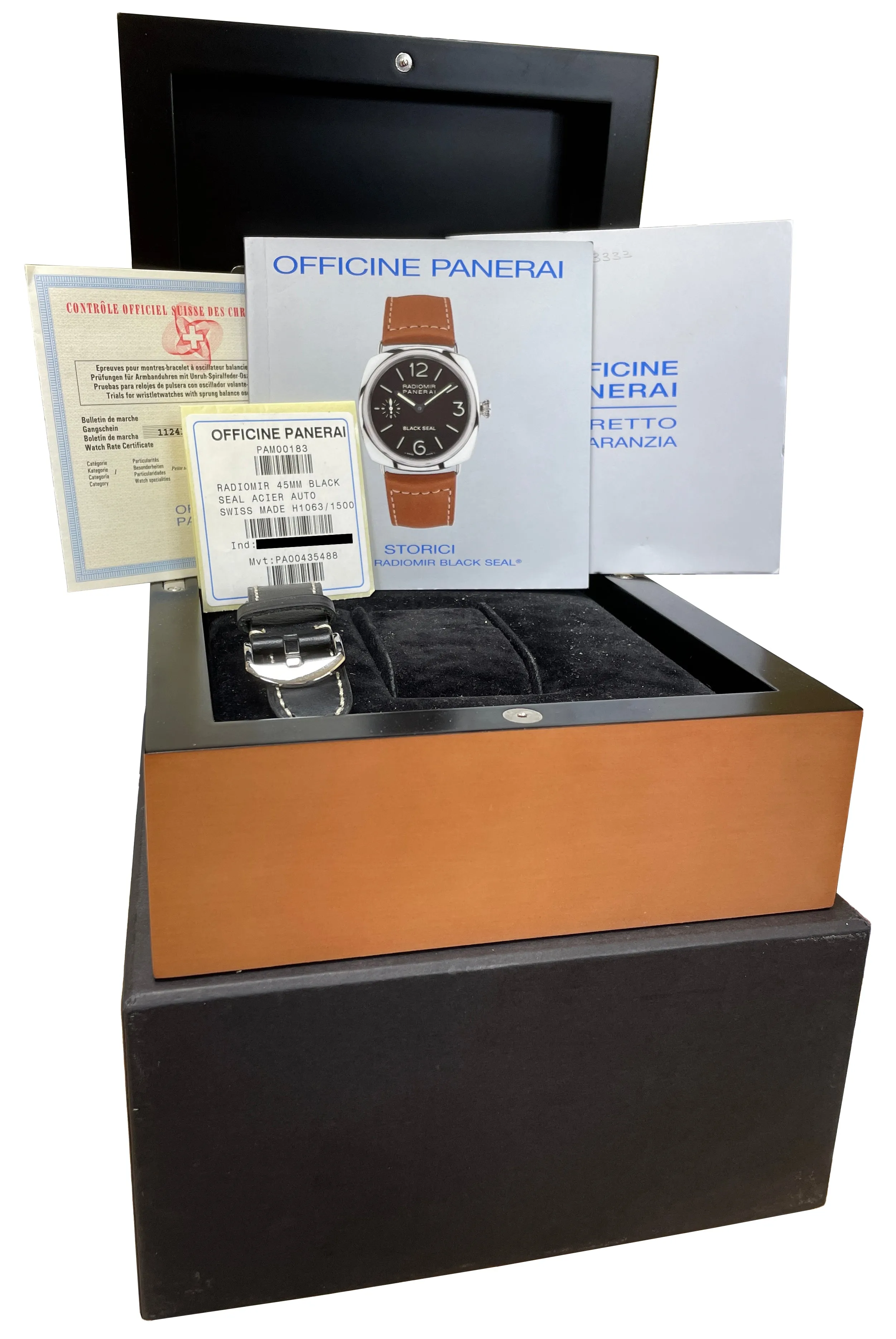 Panerai Radiomir Black Seal PAM 183 Stainless Steel Manual 45mm Watch PAM00183