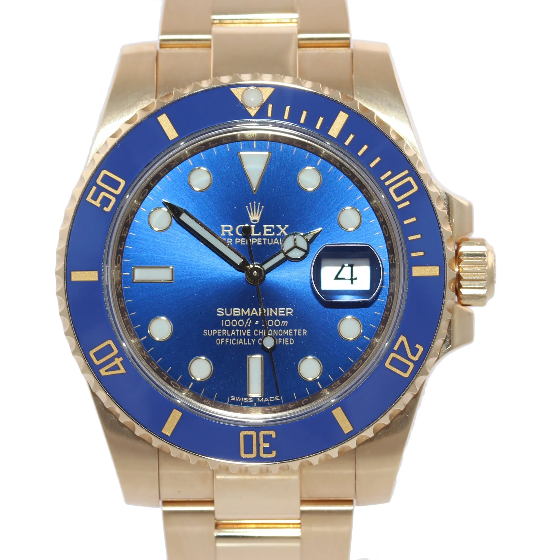 PAPERS 2016 Rolex Submariner Sunburst Blue 116618 Ceramic Yellow Gold Watch Box