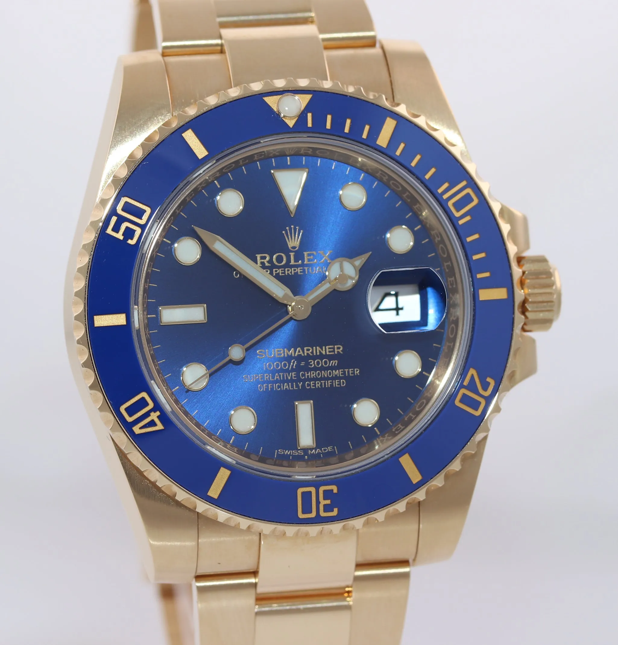 PAPERS 2016 Rolex Submariner Sunburst Blue 116618 Ceramic Yellow Gold Watch Box