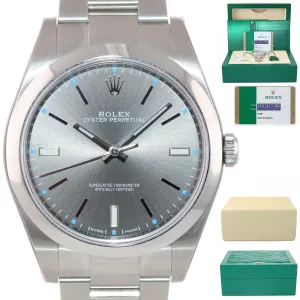PAPERS 2018 Rolex Oyster Perpetual 39mm Rhodium & Blue Steel 114300 Watch Box
