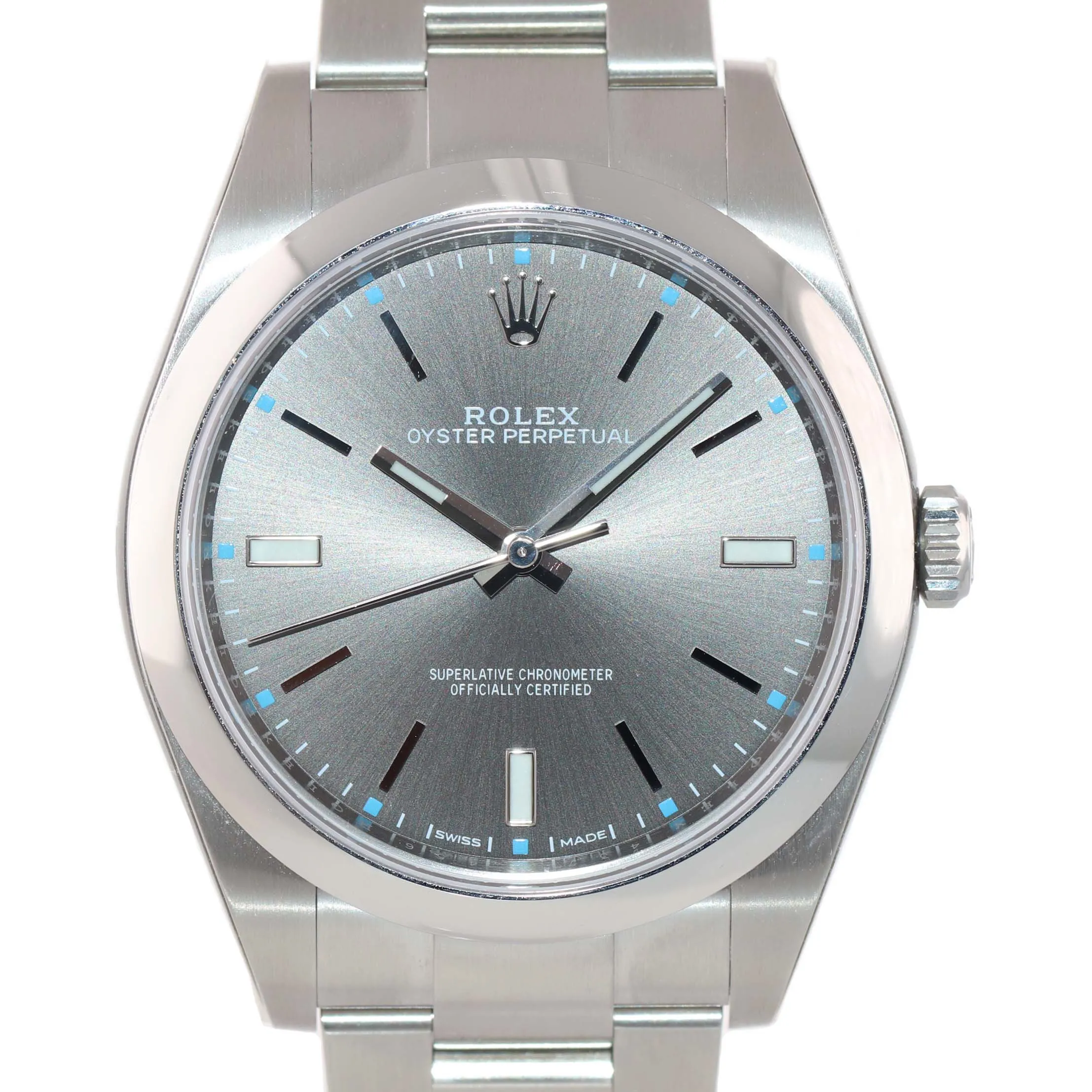 PAPERS 2018 Rolex Oyster Perpetual 39mm Rhodium & Blue Steel 114300 Watch Box