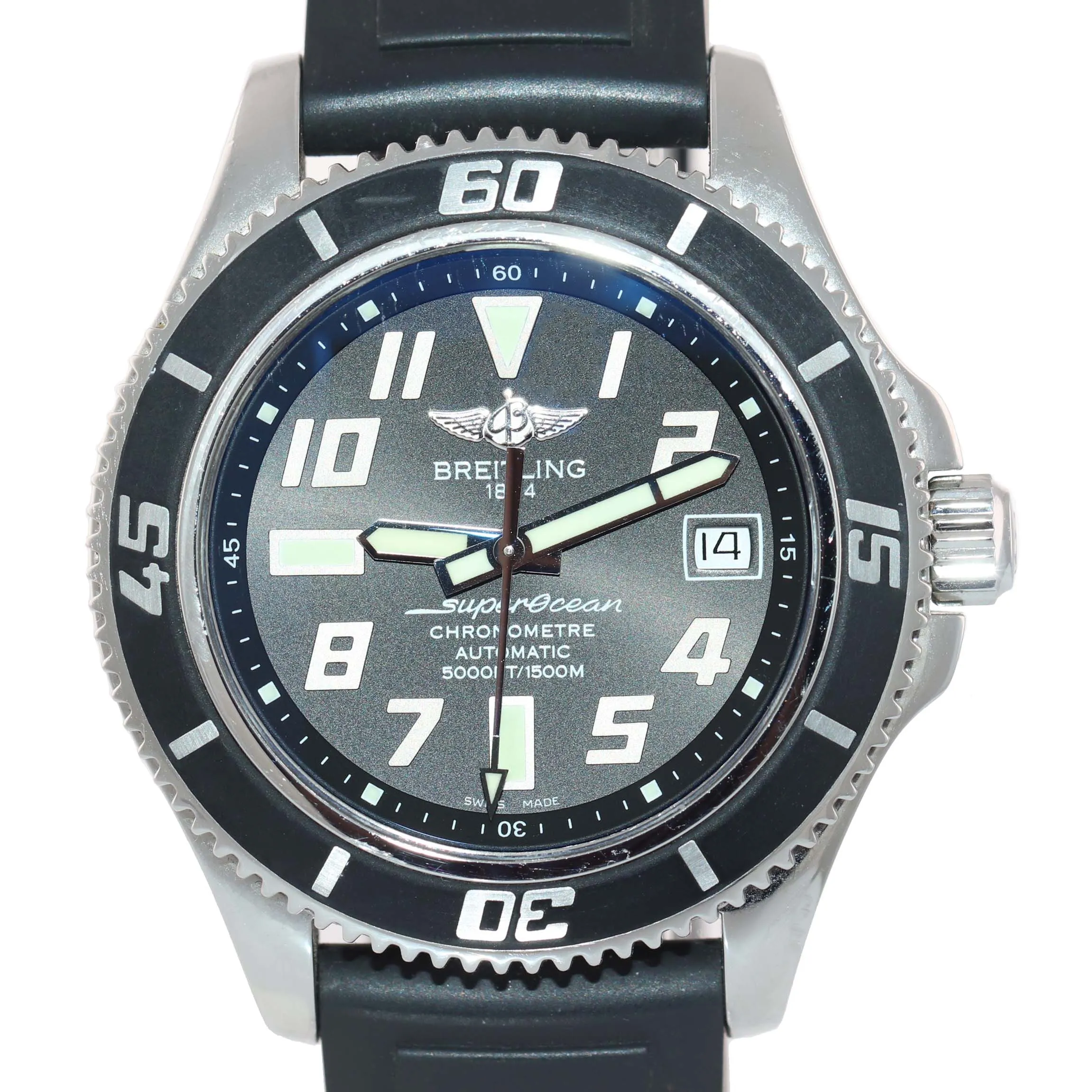 PAPERS Breitling Super Ocean 42mm A17364 Black Steel Ceramic Watch