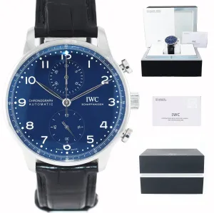 PAPERS IWC Portuguese Portugieser 150 Year Steel 41mm IW3716 Chronograph Watch