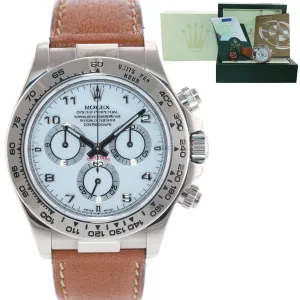 PAPERS Rolex Daytona 116519 White Arabic Dial 18k White Gold Leather Watch Box
