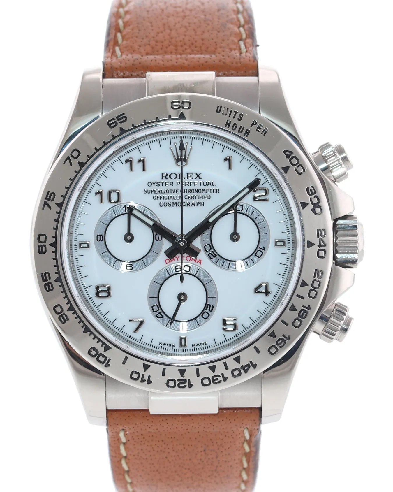 PAPERS Rolex Daytona 116519 White Arabic Dial 18k White Gold Leather Watch Box