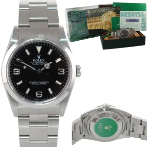PAPERS Rolex Explorer I Black 36mm 14270 Steel Black TRITIUM Arabic Watch B