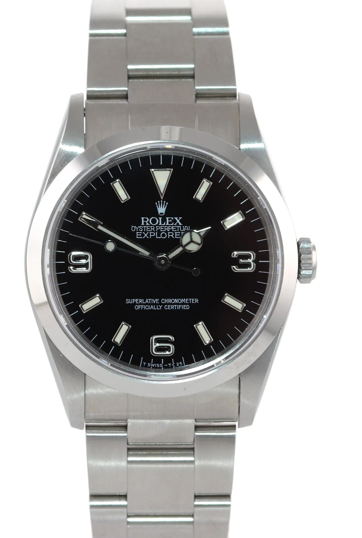 PAPERS Rolex Explorer I Black 36mm 14270 Steel Black TRITIUM Arabic Watch B